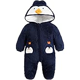 JiAmy Baby Fleece Snowsuit Animal Hooded Winter Romper Warm Footed Onesie Padded Infant Stroller Jumpsuit