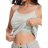 Orrpally Women Ribbed Tank Top Built in Bra Camisole Adjustable Spaghetti Strap Tank Top