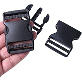 J.CARP 4 Pack 1.5" Wide Quick Side Release Buckles, Dual Adjustable No Sewing Slide Clips Snaps, Heavy Duty Plastic Replacement for Nylon Strap Backpack Nylon Webbing Belt Fanny Pack Pet Dog Collars