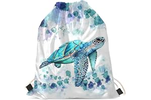 Upetstory Sea Turtle Drawstring Backpack for Girls Gifts,Drawstring Bags for Women Kids Thick Strap String Bag Pack School Travel Beach Storage Pouch
