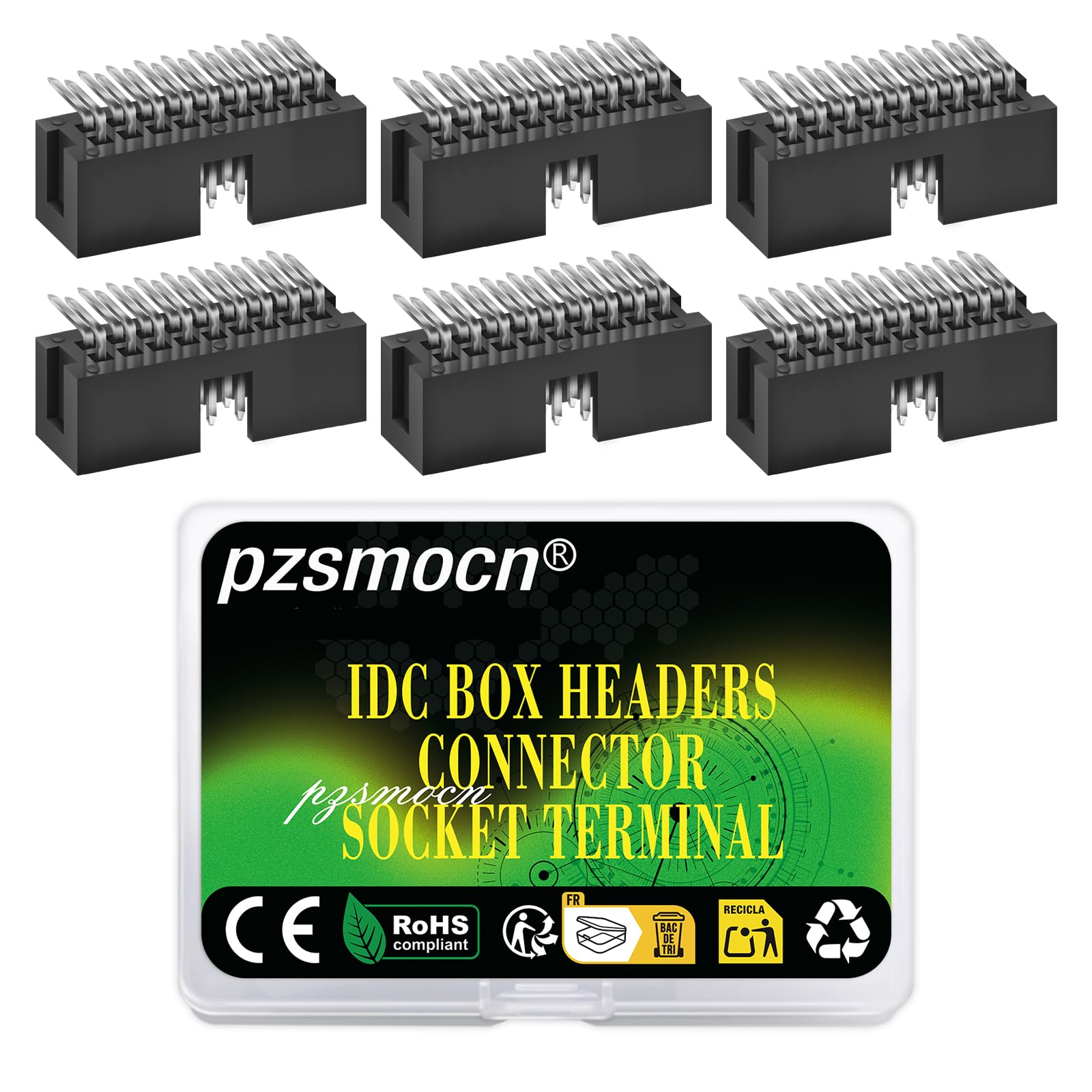 Pzsmocn 20 Pieces IDC 2 * 9 Double Row 2.54 mm Pitch JTAG ISP 18-Pin Box Header Connector Adapter Cable Male Socket SMT Terminal for PCB Electronic Equipment Projects.