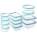 Snapware Total Solution Glass Food Storage Set (24-Piece, BPA Free Plastic Lids, Meal Prep, Leak-Proof)