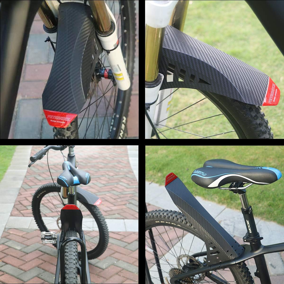Set Parafanghi Per Bici Anteriore E Posteriore – 280/380 Mm, Bianco E Nero, Universali