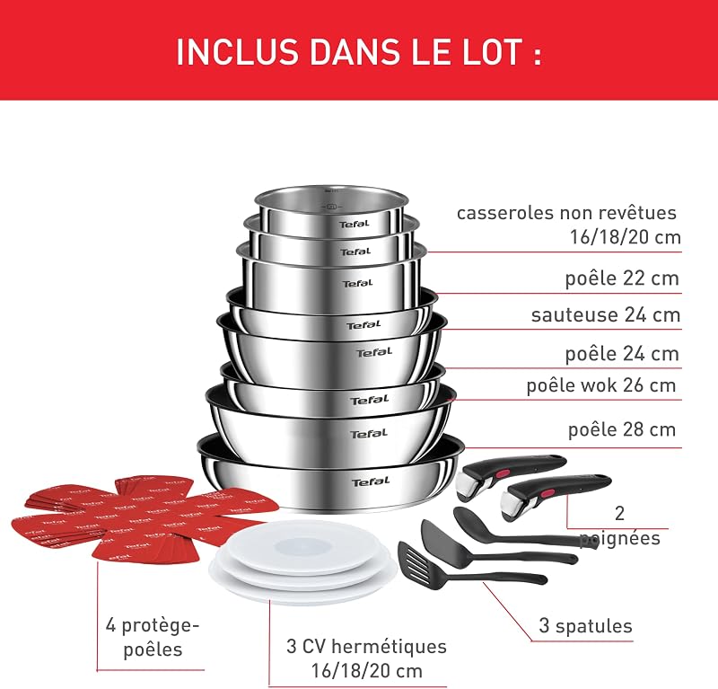 - Ingenio Emotion Batterie de cuisine Acier Inoxydable - 20 pièces