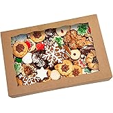SOROO 15-PACK Pastry Bakery Box 16x11x2.75inch,Brown Large Donuts,Muffins,Cookies Boxes with PVC Window Auto-Pop up Paper Box Nature Cardboard Take Out Container,Hold 12 Donuts,Pack of 15