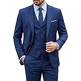 MY'S Men's Slim Fit 3 Pieces Suit, Two Buttons Solid Jacket Pants Set with Tie for Wedding Party Business Prom
