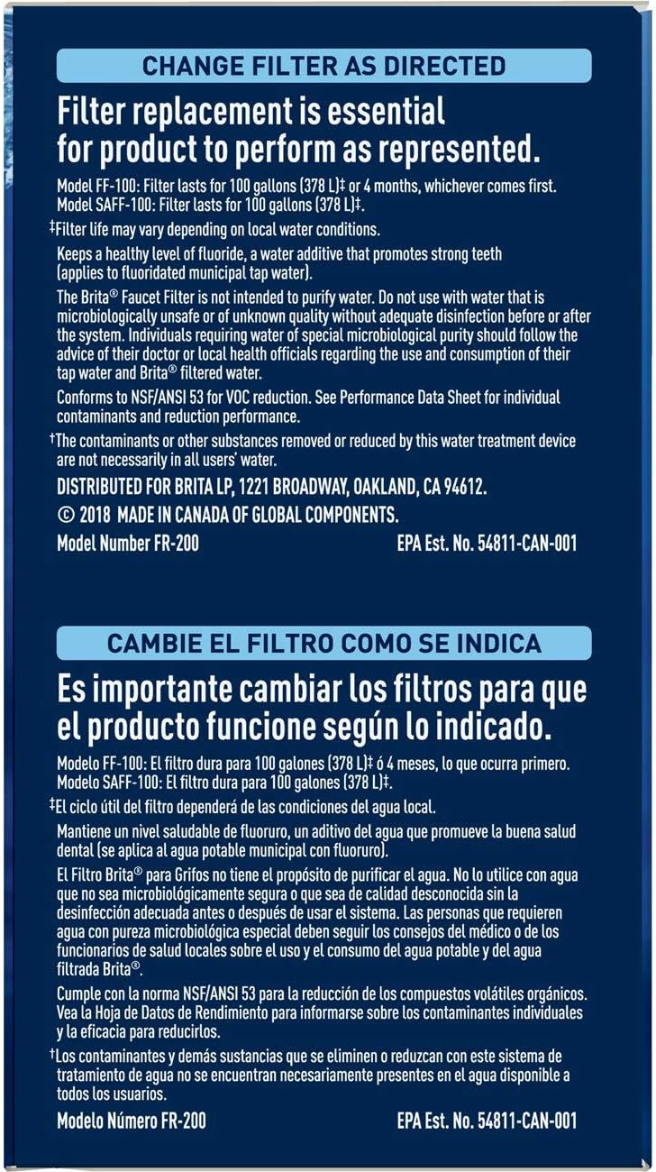 Brita - 36312 Tap Water Filter, Water Filtration System Replacement Filters For Faucets, Reduces Lead, BPA Free – Chrome, 2 Count - Faucet Mount Water Filters - 