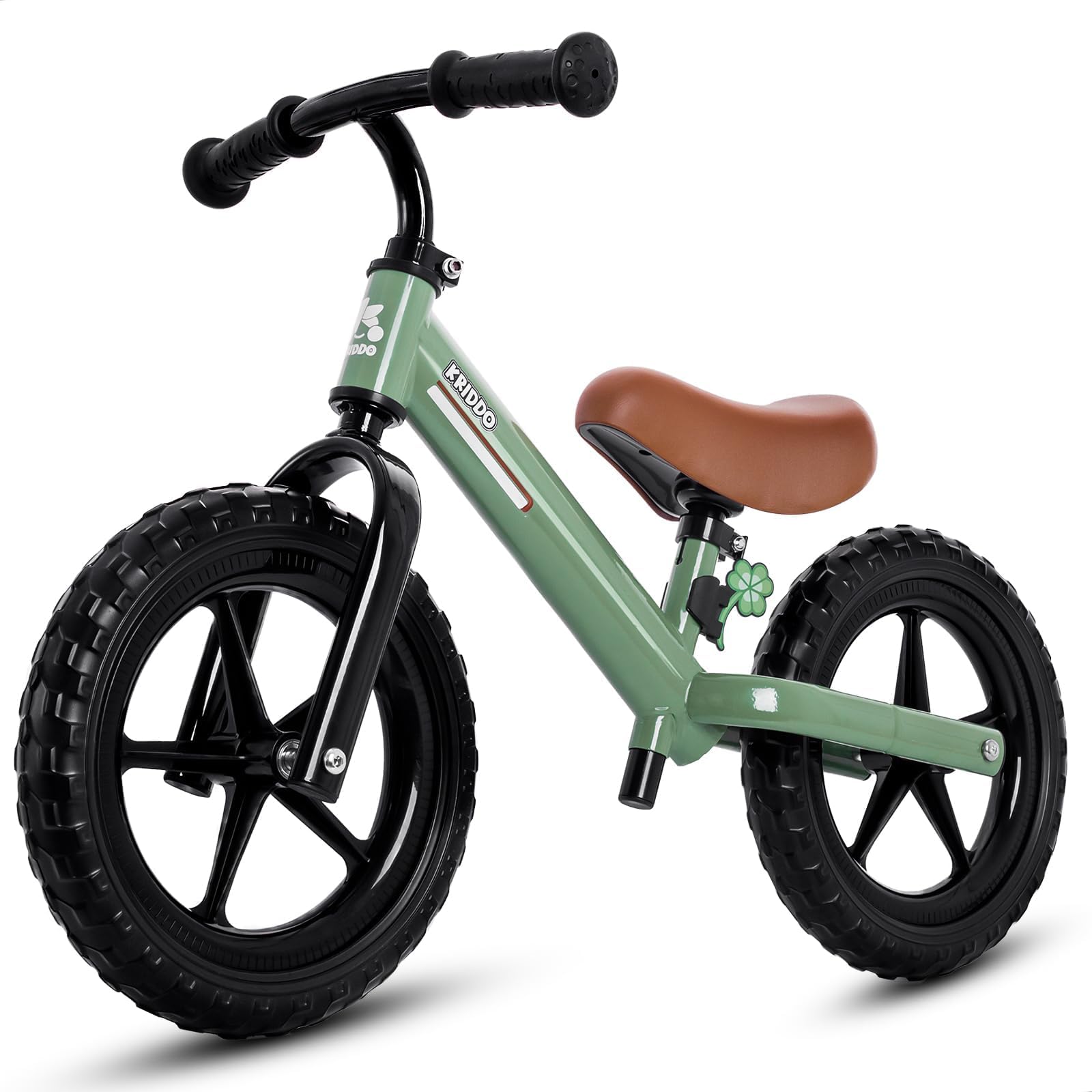 KRIDDO Toddler Balance Bike 2 Year Old, Kids Balance Bike for 2-5 Years Old, Dual Bearing for Smoother Riding, Adorable Plate, Adjustable Seat and Handlebar, Toddler Bike Gifts Age 2-3, Green