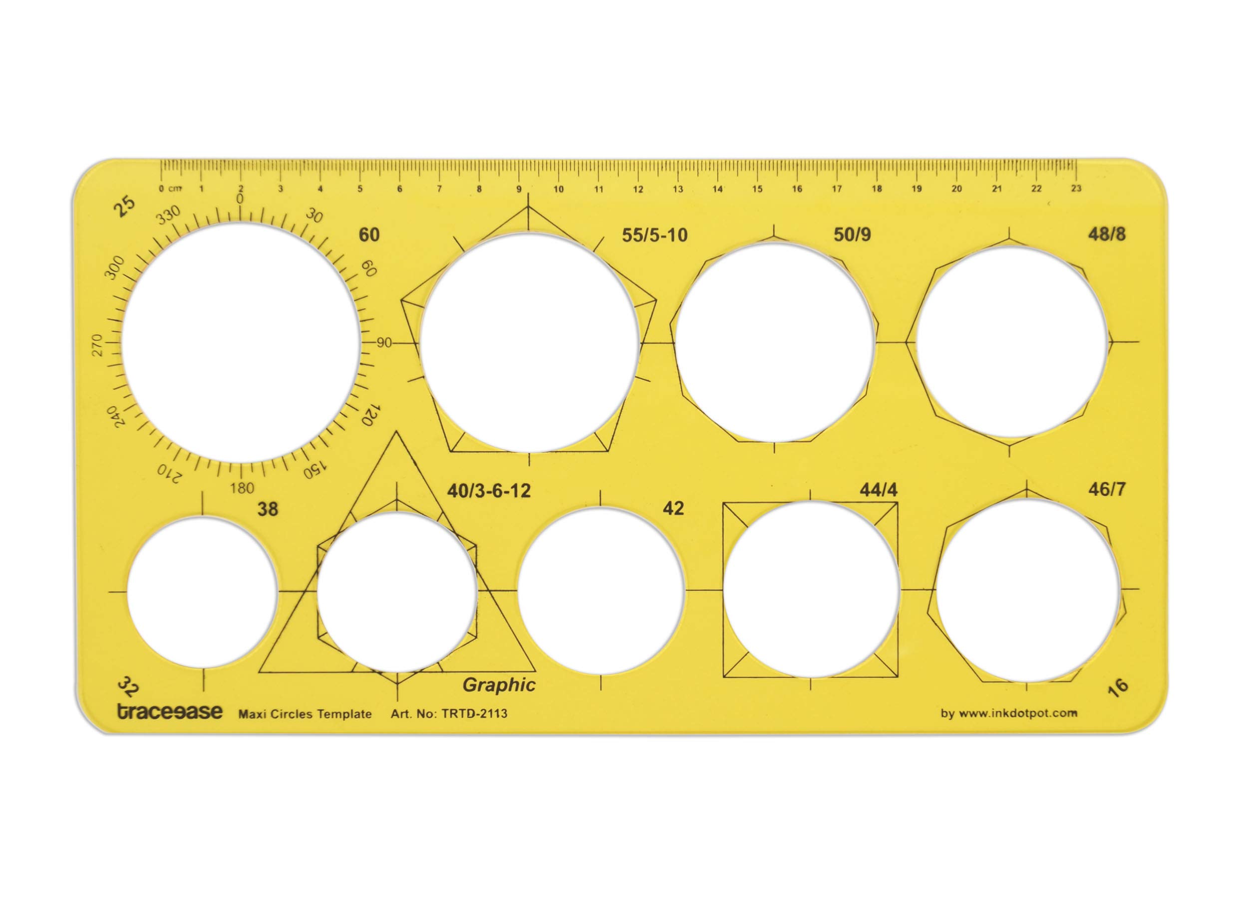 Traceease Geometric Drafting Maxi Circle Template Drawing Stencil, Designing Template Measuring Ruler