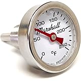 I-14-CW Direct Mount Engine Thermometer, 0-250F, White Dial, Liquid Filled