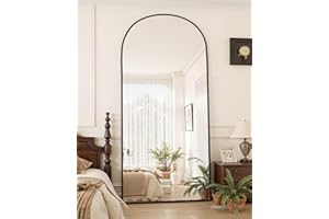 Suidia Full Length Mirror, 71"x28" Floor Standing Mirror Freestanding, Full Body Mirrors with Stand for Bedroom, Hanging Mounted for Living Room Cloakroom, Black, Arched Style