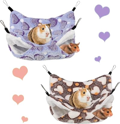 Dacitiery 2 Pack Double Layer Pet Cage Hammock 29x29cm Small Animals