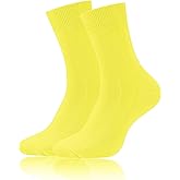 Forony Mens Dress Socks Soild Ribbed Crew Socks Combed Cotton Anti Odor Size 8-13