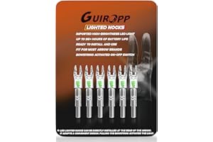 Guiropp Lighted Nocks for Arrows 6 Pcs, Imported High-Brightness Led Light. Up to 96+ Hours of Battery Life, Quality Replacement for Nockturnal Lighted Nocks.