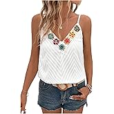 SweatyRocks Women's Floral Tank Tops V-Neck Cute Boho Summer Casual Beach Cami Tops for Vacation