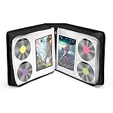LIOVODE DVD Case 200 DVDs and 100 Booklets Capacity, CD/Blu-ray Storage Binder Case with Booklet Inserts Media Organizer Holder Black Blu ray Wallet for Car (200 Capacity)