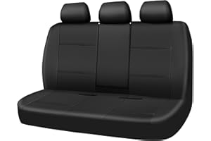 CAR PASS Leather Back Seat Cover, Waterproof Bench Rear Seat Cover Universal car seat Cover Fit 95% Automotive Interior Covers for Cars Trucks Vans and SUVs (Black)