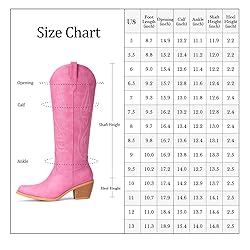 Pasuot Pink Cowgirl Boots for Women - Wide Calf