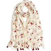 QIUTIMIY Scarf for Women Lightweight Soft Floral Leopard Printed Scarves Fall Winter Fashion Shawl Wrap with Fringe