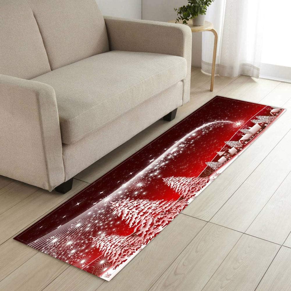 Area Rug,Red Psychedelic Shooting Star Christmas Tree Print