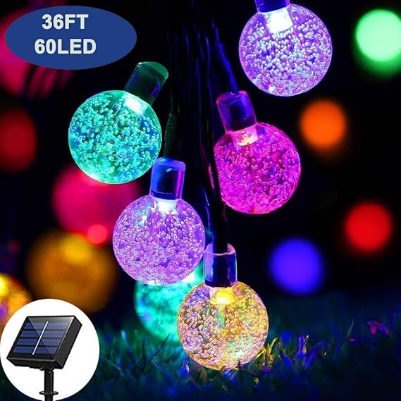 Solar Lights Garden, 60 LED Outdoor String Lights MultiColoured