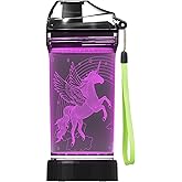 Kids Watter Bottle with 3D Glowing Unicorn Illusion LED Light - 14 0z - Creative Idea Gift for Girl Child Granddaughter Holiday Xmas