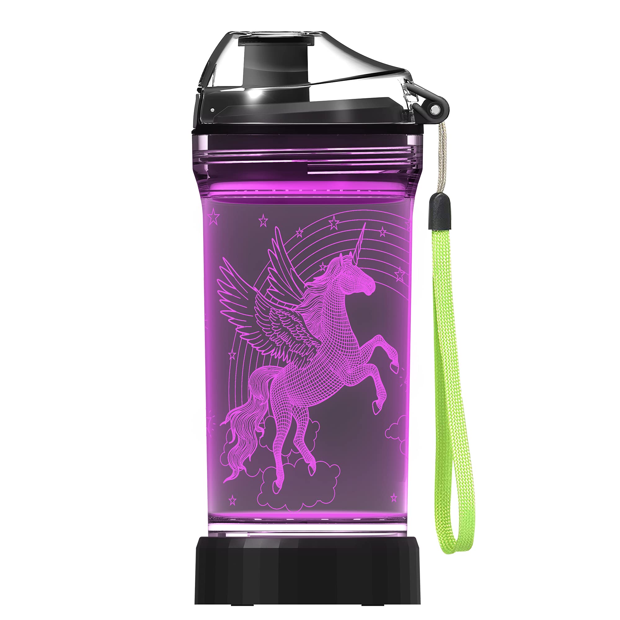 Lightzz Kids Watter Bottle with 3D Glowing Unicorn Illusion LED Light - 14 0z - Creative Idea Gift for Girl Child Granddaughter Holiday Xmas