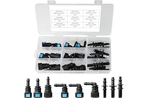 CASIFAVI Fuel Line Quick Connect Kit 24PCS,Assorted 5/16 3/8 Fuel Line Fittings Nylon Straight Push-On Release Hose Connector
