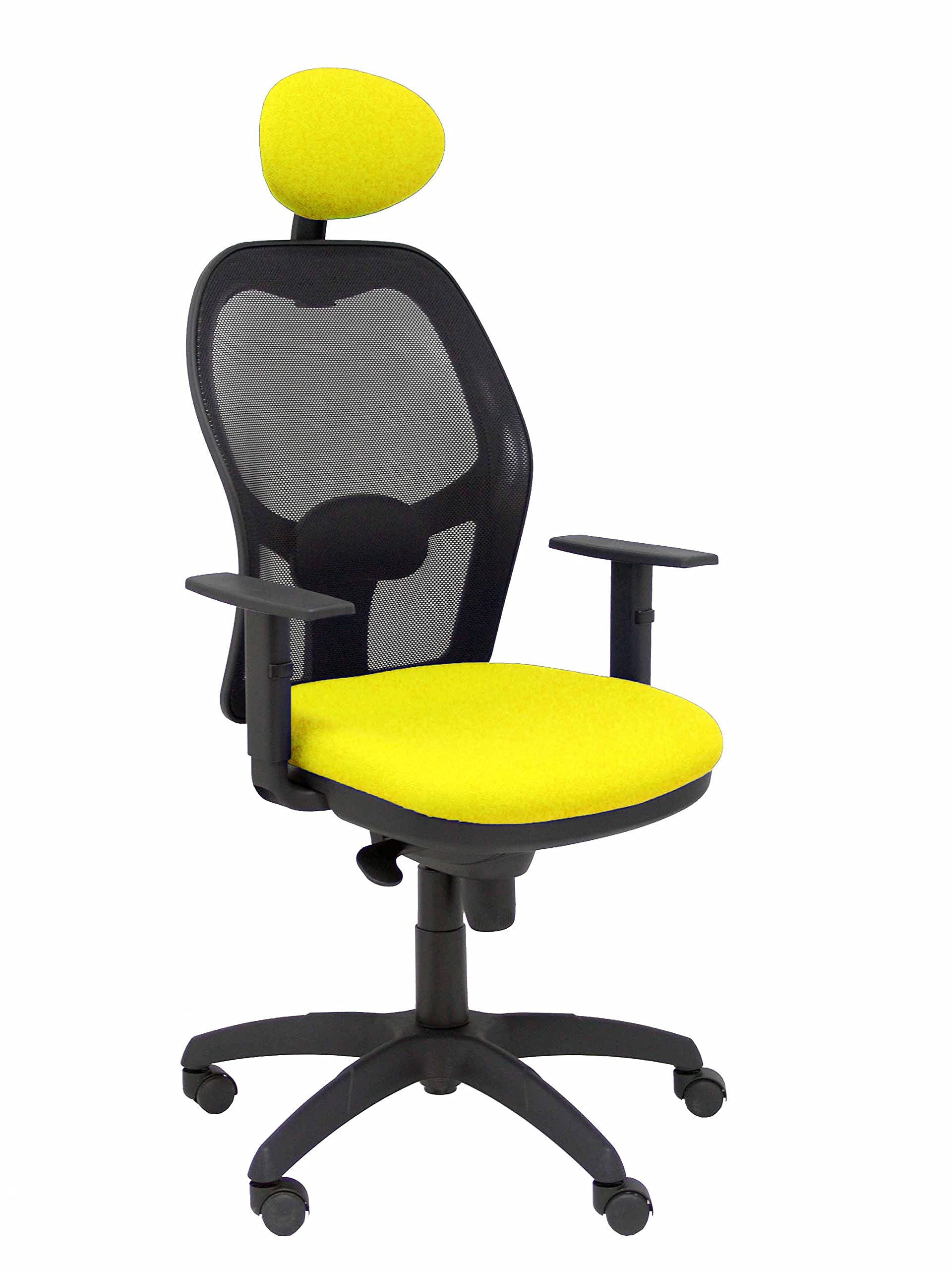 Piqueras Y Crespo (PIQU7) Jorquera Chair Black Mesh Bali Seat Yellow with Fixed Headboard