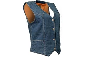 Milwaukee Leather MDL4000 Women's Blue Plain Side 4 Snap Front Denim Vest - Large