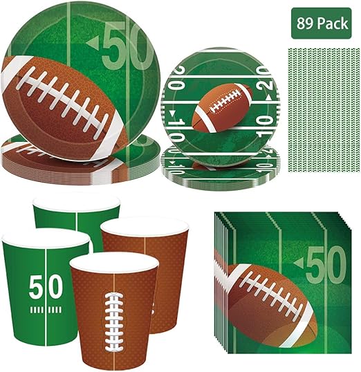 DreamJing Rugby Party Tableware Set 93 Pcs Rugby Party Supplies