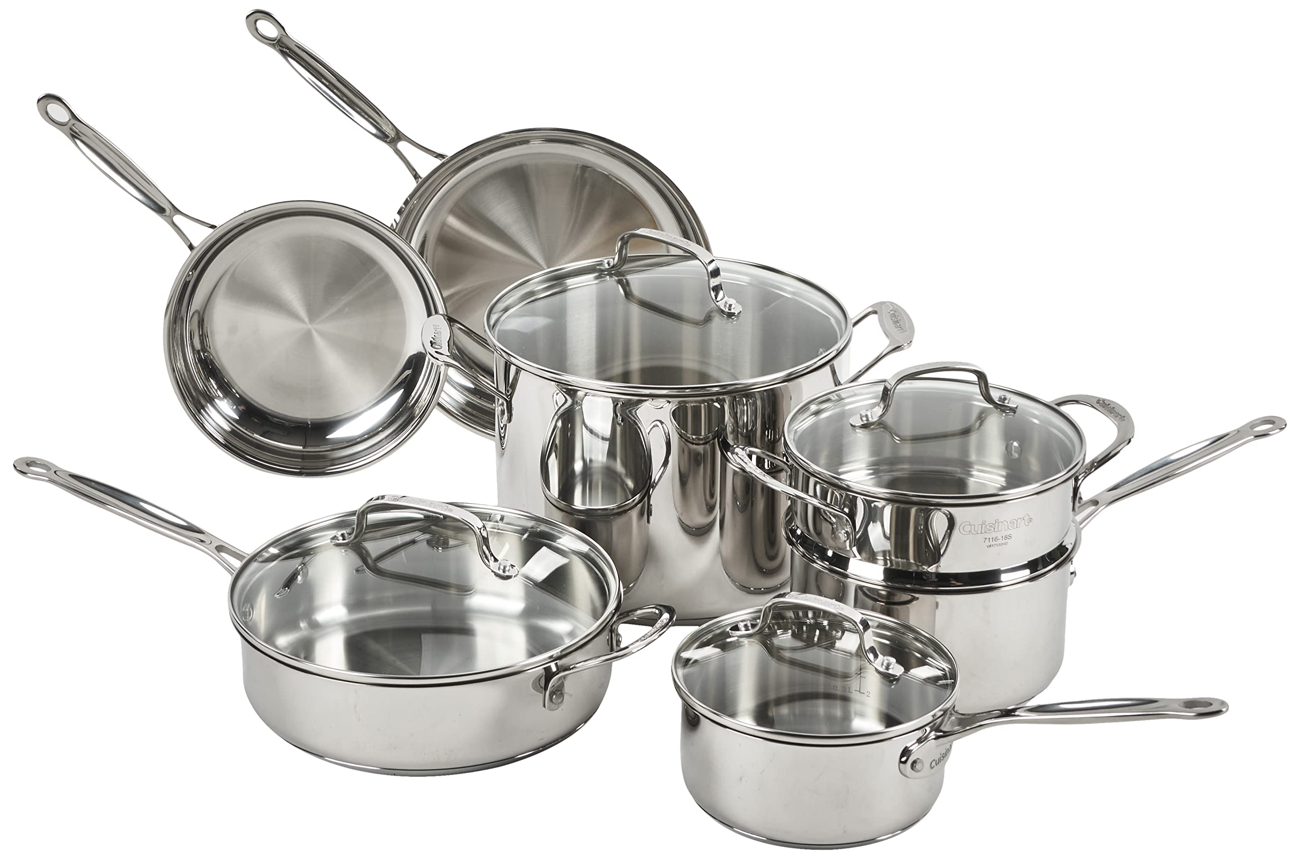 Cuisinart 11-Piece Cookware Set, Chef's Classic Stainless Steel Collection 77-11G