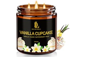 DL DREAMY DEWLA Vanilla Cupcake Scented Candle, 12oz 60 Hour Long Lasting Candles, Large 3 Wick Natural Soy Candles for Home Scented, Candle Gifts for Women Men