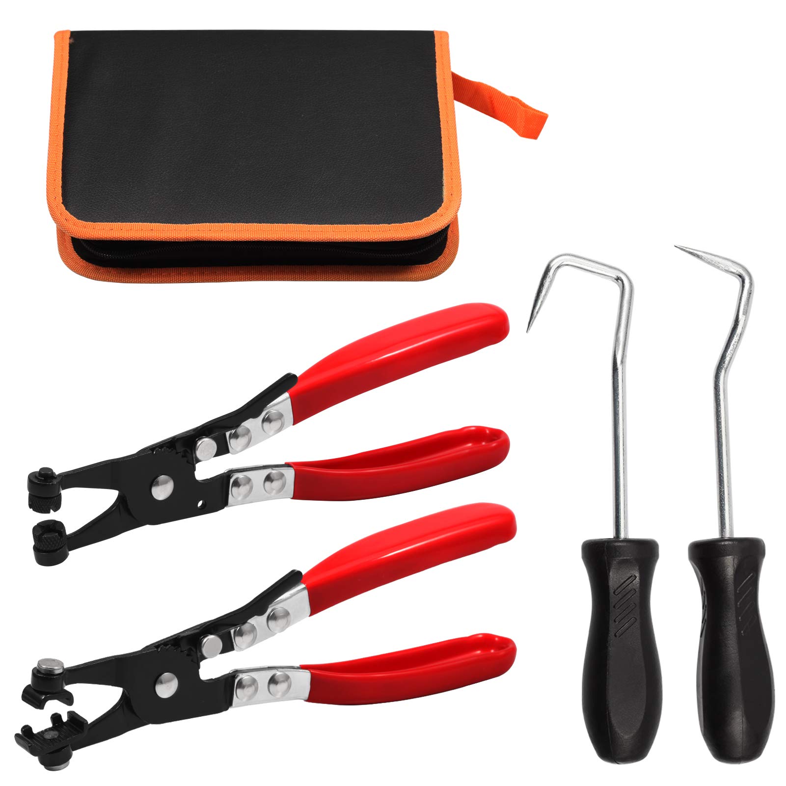 SPEEDWOX Hose Clamp Pliers Set Cross Slotted and Flat Band Hose Clamp Plier Hose Removal Hook Set with Storage Pouch Automotive for Hose Installations of Low Radiators
