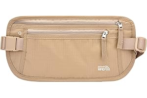 Unisex Money Belt for Men and Women, Slim Passport Holder RFID Blocking Travel Essentials Pouch with Adjustable Strap Small W