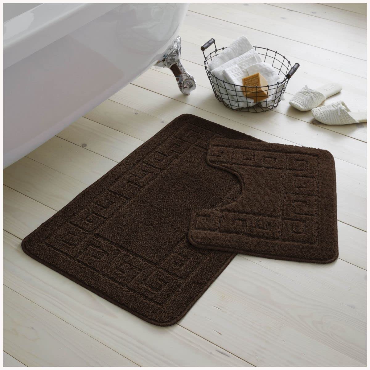 Gaveno Cavalia Super Absorbent 2 PIECE GREEK BATH SET Chocolate 75 x 50 x 2 cm