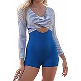 NESY Long Sleeve Swimsuits for Women Rash Guard Bathing Suit Cutout One Piece Swimsuit Boyshort Tummy Control Swimwear