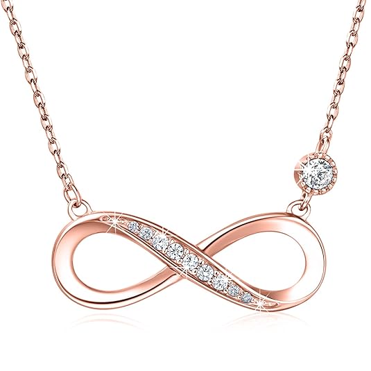 925 Sterling Silber Halskette - Billie Bijoux'Endless Love' Infinity Herz Anhänger weißes Gold überzogene Diamant Frauen eins