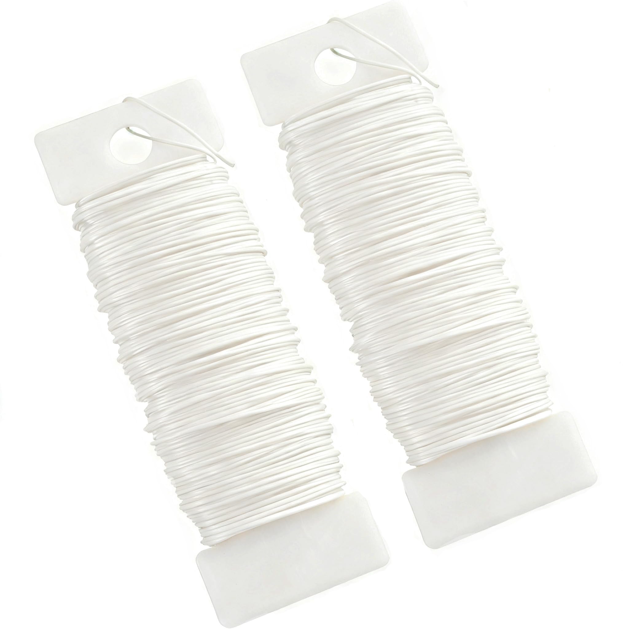 2 Pack White Florist Wire for Wreath Making, 22 Gauge White Floristry Wreath Wire Christmas Floral Binding Wires Flexible Paddle Crafting Wires for Wreaths Making Garden Flower Arrangements Craft