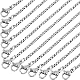 HJZHII 20 Pcs Stainless Steel Necklace Chain, Silver Chain Necklace with Lobster Clasps Chains for DIY Jewelry Making