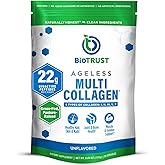 BioTrust Ageless Multi Collagen Peptides Powder – 5 Types (I, II, III, V, X) – Unflavored Collagen Powder for Women & Men – Hydrolyzed Protein – Grass Fed Beef, Fish, Chicken, Eggshell Membrane