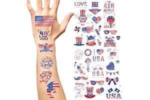 80PCS Eruclol 4th/Fourth of July Temporary Tattoos for Decor Independence Day(8sheets) Red White and Blue Party Supplies for Memorial Day Independence Day, Labor Day