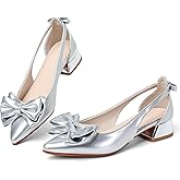 Slingback Jane Heels for Women Low Block Heel Closed Square Toe Pump Shoes Heels Classic Daily Office Dressy Shoes
