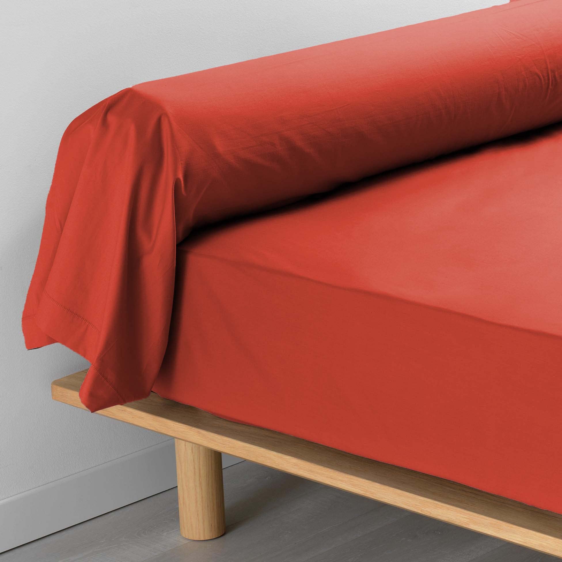 DOUCEUR D'INTERIEUR Bolster Cover, Cotton, Terracotta, 85 x 185 CM