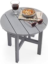 VonHaus Adirondack Round Side Table Grey 45cm Waterproof Slatted view 8