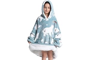 Summshall Blanket Hoodie, Oversized Wearable Sweatshirt Hoodies Blankets for Women Kids, Cozy Warm Hooded Snuggle Sweater