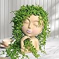 Face Planters Pots Head Planter, Plant Pots with Heads for Plants, Lady Statue Plant Pot, Unique Flower Pots with Drainage, Thinking Women Statue, Boho Vase, Cute Vases Home Decor Gift (7 Inch Khaki)