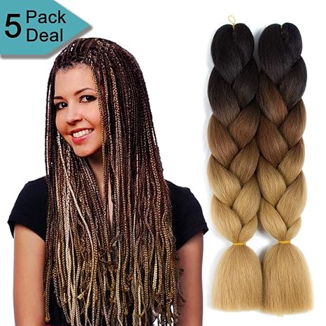 24 53 Nayoo 5 Packs Ombre Jumbo Braids Synthetic Braiding Hair