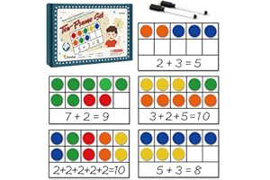 Torlam Magnetic Ten-Frame Set - Math Manipulative for Elementary - 5 Ten Frames & 55 Magnetic Counters for Kids, Kindergarten Math Games (Upgraded Version for Hand-held & 2 Black Pens)