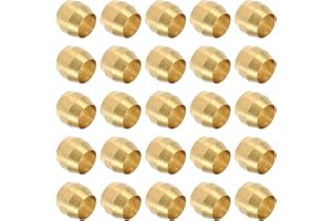 PATIKIL Brass Compression Sleeves Ferrules for 4mm OD Tube, 70 Pack Brass Ferrule Fitting Brass Compression Tube Fitting Ring